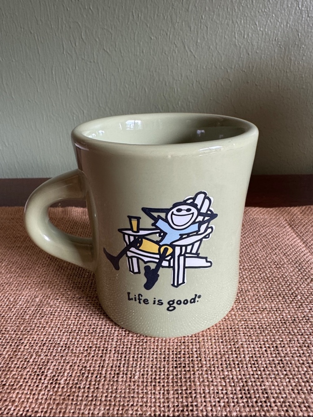 Life Is Good Green Coffee Tea Mug Jake Chillin in Adirondack Chair